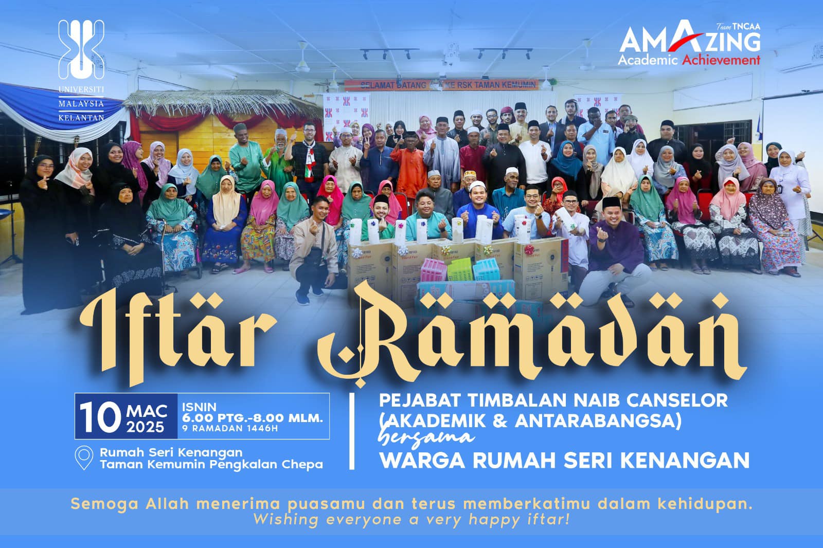 MAJLIS IFTAR RAMADAN PEJABAT TNCAA BERSAMA WARGA RUMAH SERI KENANGAN DI PENGKALAN CHEPA